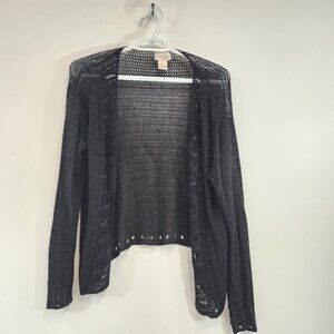 Kroshetta Crocheted Beaded Black Cardigan Y2K Size Medium